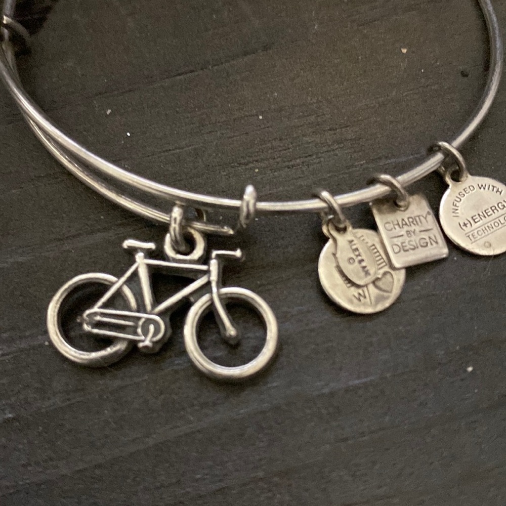 Alex an Ani bangle bracelet with bike charm